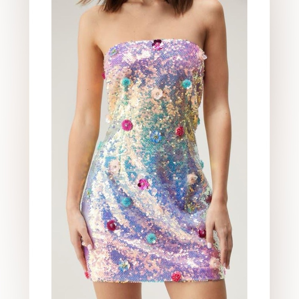 Multicolor Sequin Strapless Dress